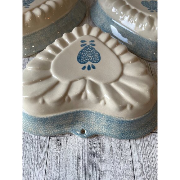 Spongeware Ceramic Heart Shaped Baking Dishes  Set of 3Country Core 90s - Picture 3 of 7